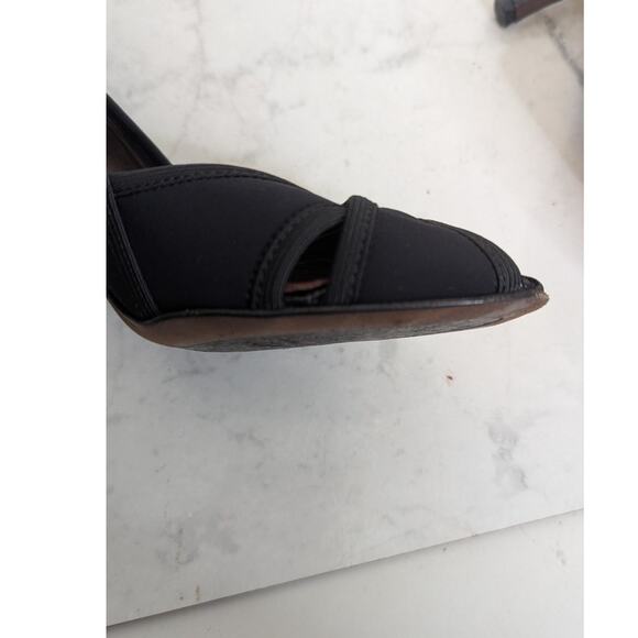 Donald J Pliner black croc embossed strappy open toe high heels pumps size 7.5 - Picture 11 of 12